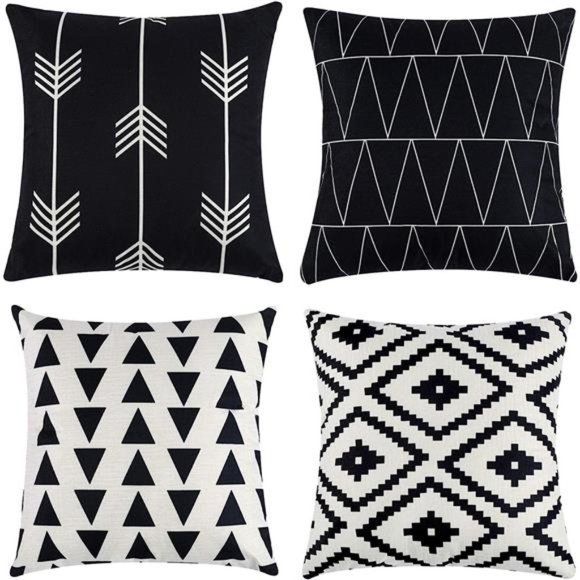 Set of 4 Decorative Geometric 18 x 18 Inches Throw Pillow Covers -Modern Pattern - Picture 1 of 7